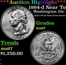 ***Auction Highlight*** 1994-d Washington Quarter Near Top Pop! 25c Graded ms67 BY SEGS (fc)