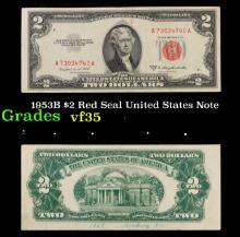 1953B $2 Red Seal United States Note Grades vf++