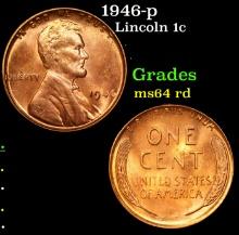 1946-p Lincoln Cent 1c Grades Choice Unc RD