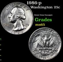 1986-p Washington Quarter 25c Grades GEM Unc