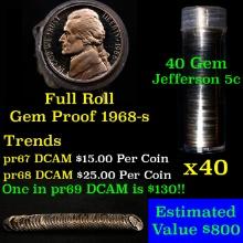 Gem Proof Roll 1968-s Jefferson nickel 5c, 40 pieces