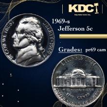 Proof 1969-s Jefferson Nickel 5c Grades GEM++ Proof Cameo