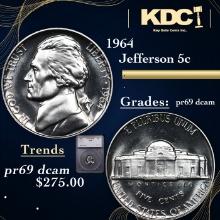 Proof 1964 Jefferson Nickel 5c Graded pr69 dcam By SEGS