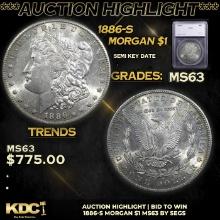 ***Auction Highlight*** 1886-s Morgan Dollar $1 Graded ms63 By SEGS (fc)