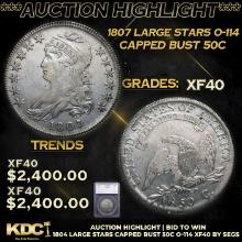 ***Auction Highlight*** 1807 Large Stars Capped Bust Half Dollar O-114 50c Graded xf40 By SEGS (fc)