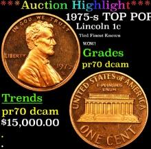 Proof ***Auction Highlight*** 1975-s Lincoln Cent TOP POP! 1c Graded pr70 dcam By SEGS (fc)