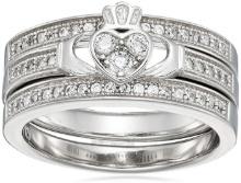 Decadence Sterling SIlver Pave Claddagh Trio Set Size 7