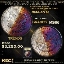 ***Auction Highlight*** 1921-s Morgan Dollar Steve Martin Collection Rainbow Toned 1 Graded GEM+ Unc