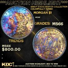 ***Auction Highlight*** 1888-p Morgan Dollar Steve Martin Collection Colorfully Toned $1 Graded GEM+