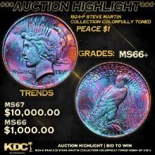 ***Auction Highlight*** 1924-p Peace Dollar Steve Martin Collection Colorfully Toned $1 Graded GEM++