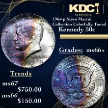 1964-p Kennedy Half Dollar Steve Martin Collection Colorfully Toned 50c Grades GEM++ Unc