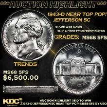 ***Auction Highlight*** 1943-d Jefferson Nickel Near Top Pop! 5c Graded GEM++ 5fs By USCG (fc)