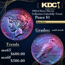 1926-d Peace Dollar Steve Martin Collection Colorfully Toned $1 Grades Unc Details