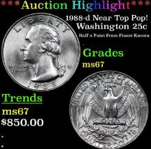 ***Auction Highlight*** 1988-d Washington Quarter Near Top Pop! 25c Graded ms67 BY SEGS (fc)