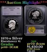 Proof ***Auction Highlight*** 1976-s Silver Eisenhower Dollar 1 Graded pr69+ DCAM BY SEGS (fc)