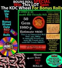INSANITY The CRAZY Penny Wheel 1000s won so far, WIN this 1980-p BU RED roll get 1-10 FREE