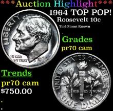 Proof ***Auction Highlight*** 1964 Roosevelt Dime TOP POP! 10c Graded pr70 cam BY SEGS (fc)