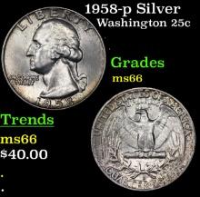 1958-p Washington Quarter Silver 25c Grades GEM+ Unc