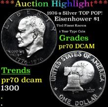 Proof ***Auction Highlight*** 1976-s Silver Eisenhower Dollar TOP POP! 1 Graded pr70 DCAM BY SEGS (f