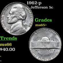 1962-p Jefferson Nickel 5c Grades GEM+ Unc