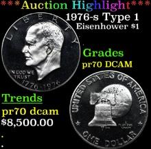 Proof ***Auction Highlight*** 1976-s Type 1 Eisenhower Dollar 1 Graded pr70 DCAM BY SEGS (fc)