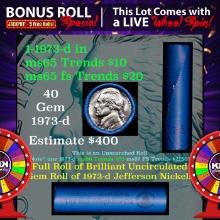 INSANITY The CRAZY Nickel Wheel 1000s won so far, WIN this 1973-d BU  roll get 1-5 FREE