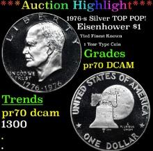 Proof ***Auction Highlight*** 1976-s Silver Eisenhower Dollar TOP POP! 1 Graded pr70 DCAM BY SEGS (f