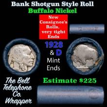 Buffalo Nickel Shotgun Roll in Old Bank Style 'Bell Telephone' Wrapper 1928 & d Mint Ends