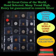 20 Great Coins of the World, hand selected, many trend high, every lot guaranteed to contain Silver.