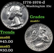 1776-1976-d Washington Quarter 25c Grades GEM+ Unc