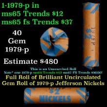 BU Shotgun Jefferson 5c roll, 1979-p 40 pcs Bank $2 Nickel Wrapper