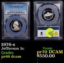 PCGS 1976-s Proof Jefferson Nickel 5c Graded pr69 dcam By PCGS