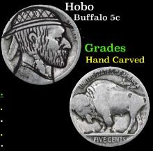 Hobo Buffalo Nickel 5c Grades Hand Carved