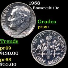 1958 Proof Roosevelt Dime 10c Grades GEM++ Proof