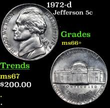 1972-d Jefferson Nickel 5c Grades GEM++ Unc