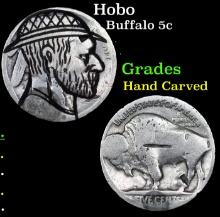 Hobo Buffalo Nickel 5c Grades Hand Carved