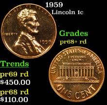 1959 Proof Lincoln Cent 1c Grades Gem++ Proof Red