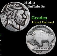 Hobo Buffalo Nickel 5c Grades Hand Carved