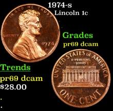 1974-s Proof Lincoln Cent 1c Grades GEM++ Proof Deep Cameo