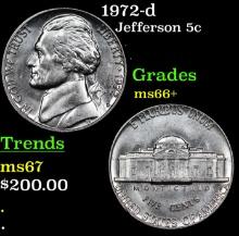 1972-d Jefferson Nickel 5c Grades GEM++ Unc