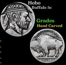 Hobo Buffalo Nickel 5c Grades Hand Carved