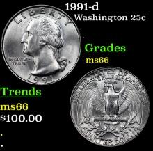 1991-d Washington Quarter 25c Grades GEM+ Unc