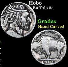 Hobo Buffalo Nickel 5c Grades Hand Carved