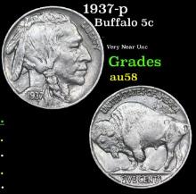 1937-p Buffalo Nickel 5c Grades Choice AU/BU Slider