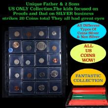 Unique Father & 2 Sons US ONLY Collection,The kids focused on Proofs and Dad on SILVER business stri