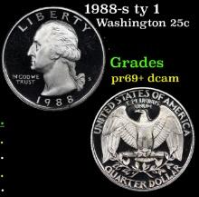1988-s ty 1 Proof Washington Quarter 25c Grades GEM++ Proof Deep Cameo