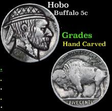 Hobo Buffalo Nickel 5c Grades Hand Carved