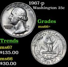 1967-p Washington Quarter 25c Grades GEM++ Unc