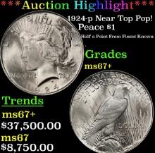 ***Major Highlight*** 1924-p Peace Dollar Near Top Pop! $1 ms67+ SEGS (fc)