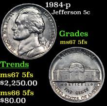 1984-p Jefferson Nickel 5c GEM++ 5fs USCG